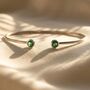 Dainty Emerald May Birthstone Sterling Silver Bangle, thumbnail 1 of 4