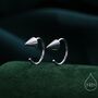 Sterling Silver Small Spike Open Huggie Hoop Earrings, thumbnail 1 of 10