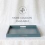 Large Blue Wooden Footstool Tray, Serving Tray With Handles, thumbnail 1 of 10