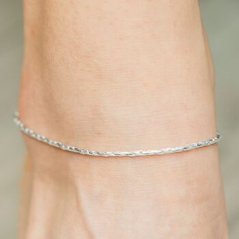Sterling Silver Thin Slim Minimalistic Braid Anklet, 10 of 10