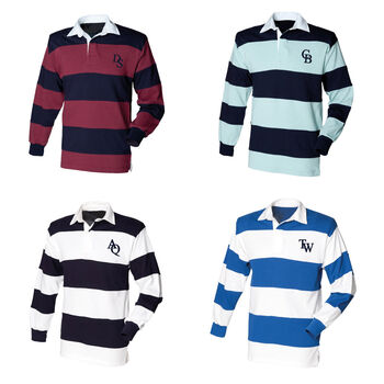 Personalised Monogram Striped Rugby Shirt Initials Gift, 2 of 2