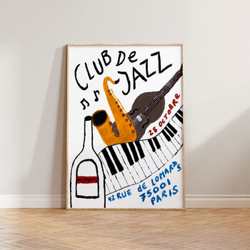 Club De Jazz French Retro Music Hand Painted Wall Art Print, 2 of 7