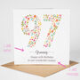 Floral Fun Personalised 97th Birthday Card, thumbnail 2 of 5