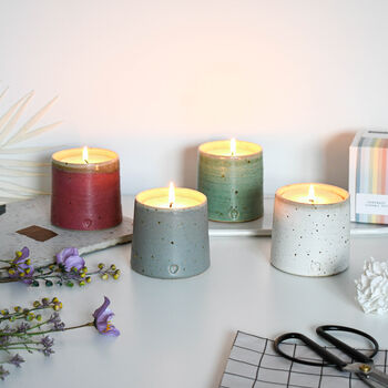 Speckled Clay Candle Pot With Refill Raspberry, 6 of 6