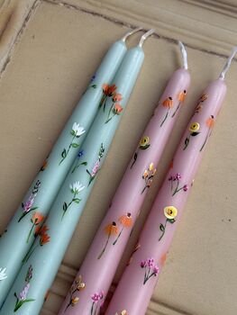 Hand Painted Bright Summer Floral Candles, 3 of 5