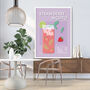 Strawberry Mojito Cocktail Print Four Colour Options, thumbnail 8 of 8