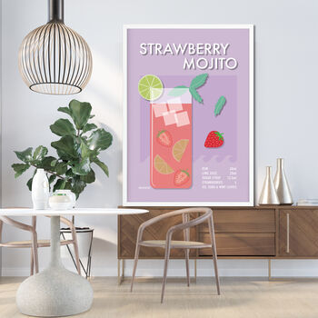 Strawberry Mojito Cocktail Print Four Colour Options, 8 of 8