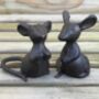 Set Of Two Solid Cast Iron Mice In Gift Pouch, thumbnail 2 of 4