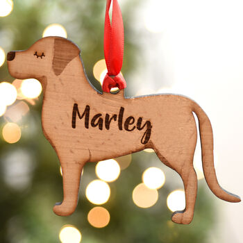 Labrador Christmas Decoration Personalised Wooden, 3 of 5