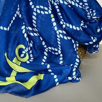 Rope And Anchor Print Scarf In Navy Blue, 4 of 4