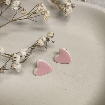 Handmade Baby Pink Ceramic Stud Earrings, 4 of 6