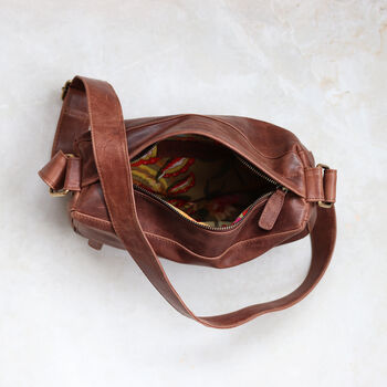 Brown Leather Crossbody Dumpling Bag, 5 of 6