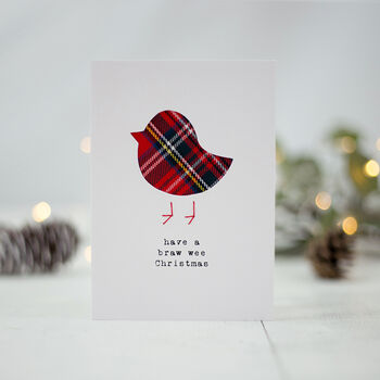 Cute Tartan Robin Scottish Christmas Card, 4 of 5