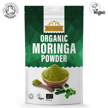 Ausha Organic Moringa Powder 200g For Immunity Energy UK Certified Organic By Soil Association, 2 of 12