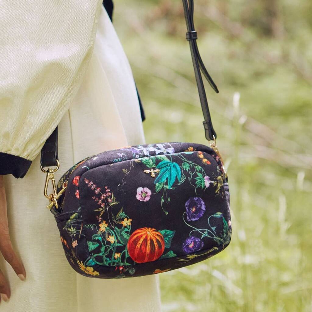 Botanical Velvet Camera Bag By Fable England