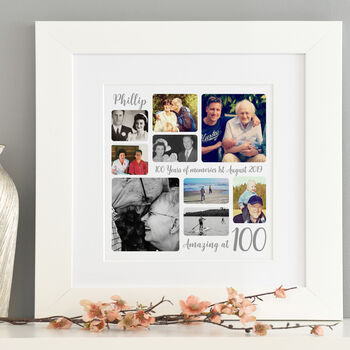 Personalised 100th Birthday Square Photo Collage, 6 of 11