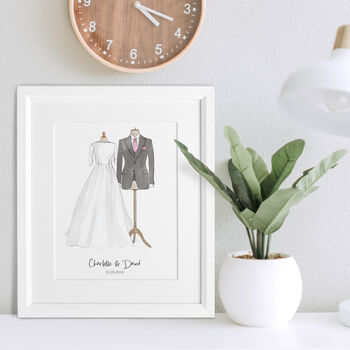 Wedding Dress And Suit Illustration, 3 of 6