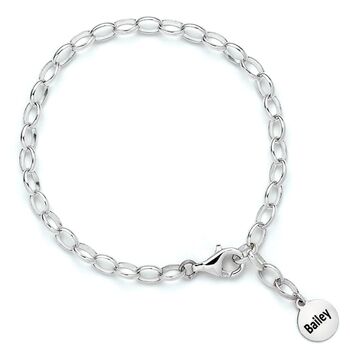 Silver Adjustable Charm Bracelet With Personalised Tag, 5 of 10