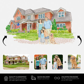 Personalised Housewarming Gift – New Home, Family House Illustration, 7 of 9