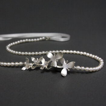 Silver Orchid Pearl Bridal Headpiece, Becomes A Pendant, 4 of 6