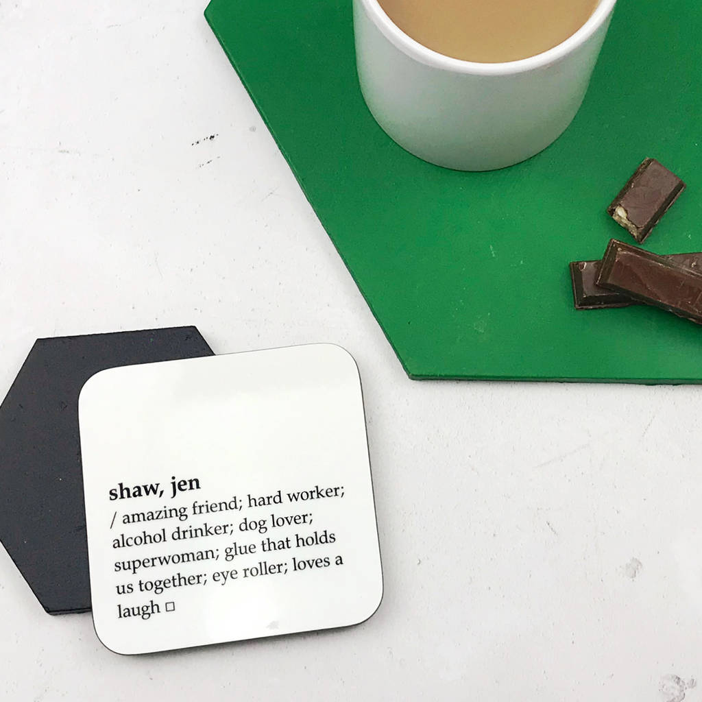 Personalised Dictionary Definition Coaster By XOXO