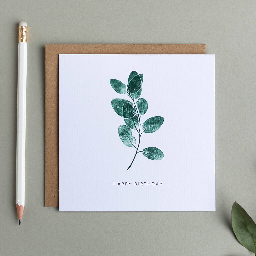 Happy Birthday Eucalyptus Botanical Print Card By Print Nineteen 