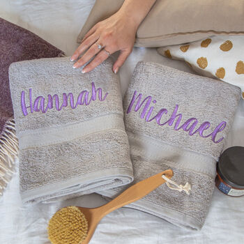 Personalised Bath Towel Set For Couples, 3 of 12