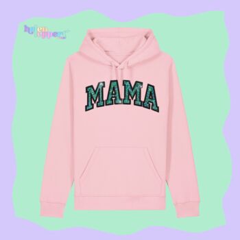 Custom Organic Cotton Glitter 'Mama' Varsity Hoodie, 5 of 6