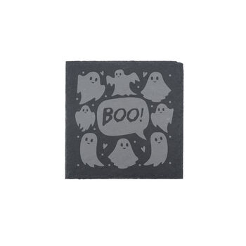 Halloween Square Slate Coaster 'Boo' In Gift Box, 2 of 2