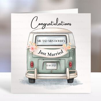 Camper Van Wedding Card Personalised, 8 of 8