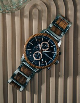 London Personalised Wood And Steel Watch For Him, 6 of 12