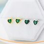 Tiny Emerald Green Cz Heart Stud Earrings, thumbnail 3 of 12