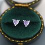 Sterling Silver Tiny Alexandrite Purple Blue Cz Heart Stud Earrings, thumbnail 1 of 12
