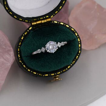 Vintage Inspired Cz Diamond Ring In Sterling Silver, 3 of 11