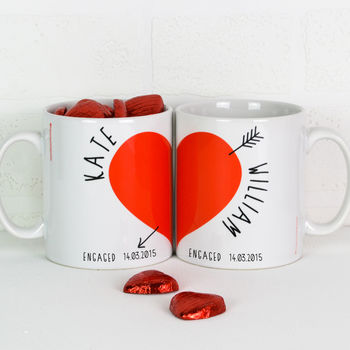 Personalised Pixel Love Heart Mugs Pair, 4 of 5