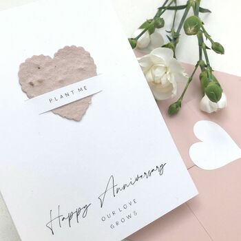Plantable Seed Paper Heart Wedding Anniversary Card, 7 of 10