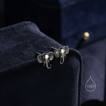 Elephant Stud Earrings In Sterling Silver, 2 of 11