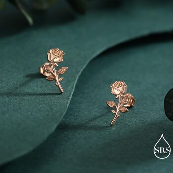 Oxidised Sterling Silver Rose Earrings, 5 of 12