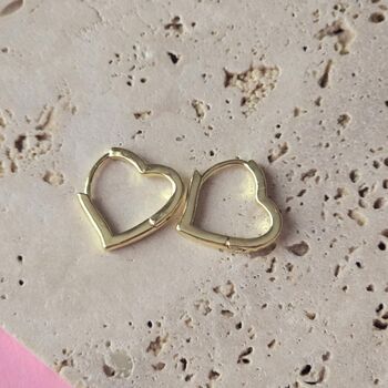 Classic Heart Huggie Hoop Earrings, 2 of 2