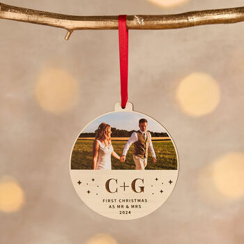 Personalised Wooden Photo Christmas Bauble Couples, 2 of 3