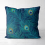 Peacock Cushion, Feathers On Blue, Multiple Cols Avail, thumbnail 3 of 9