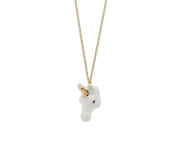 White And Gold Unicorn Head Necklace, 2 of 2