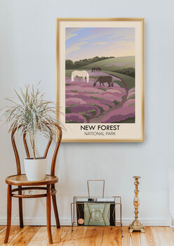 New Forest National Park Travel Poster Art Print, 4 of 8