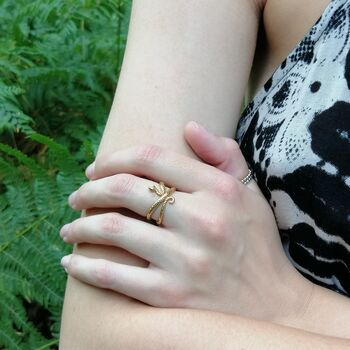 Snake Open Ring With Green Eyes, 5 of 6