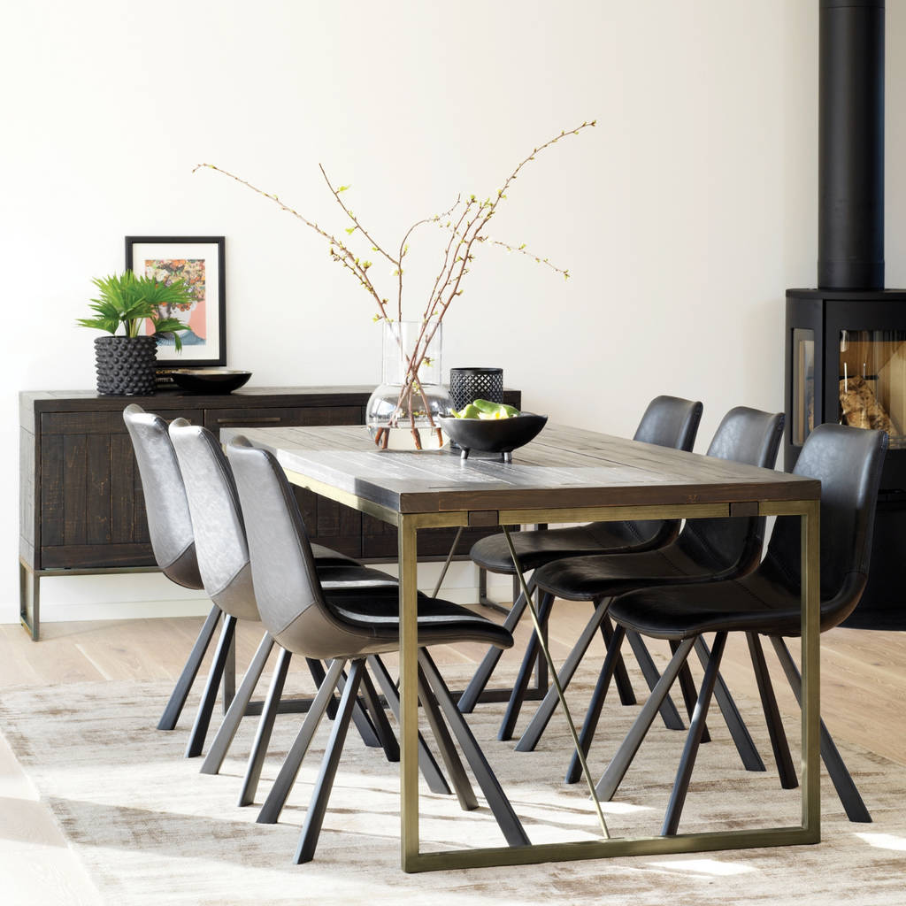 Black Faux Leather And Steel Dining Chair Set Of Two By The Orchard Furniture Notonthehighstreet Com