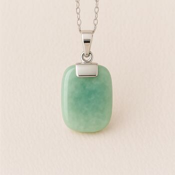 Personalised Sterling Silver Jade Rectangle Necklace, 3 of 10