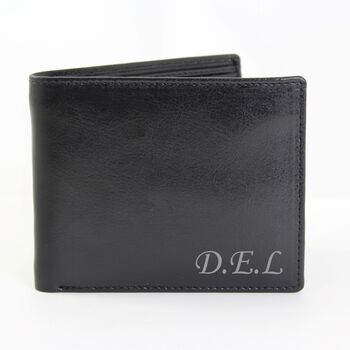 Personalised Intiials Black Leather Wallet, 2 of 4