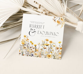 Personalised Yellow Wildflowers Wedding Card, 3 of 3