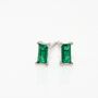 Gold Emerald Cz Stud Earrings, thumbnail 5 of 6