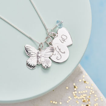 Butterfly Necklace Personalised With Birthstones, 2 of 8